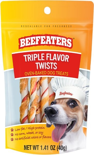 Beefeaters Triple Flavor Twists Jerky Dog Treats， 1.41-oz bag， case of 12 - Intensery