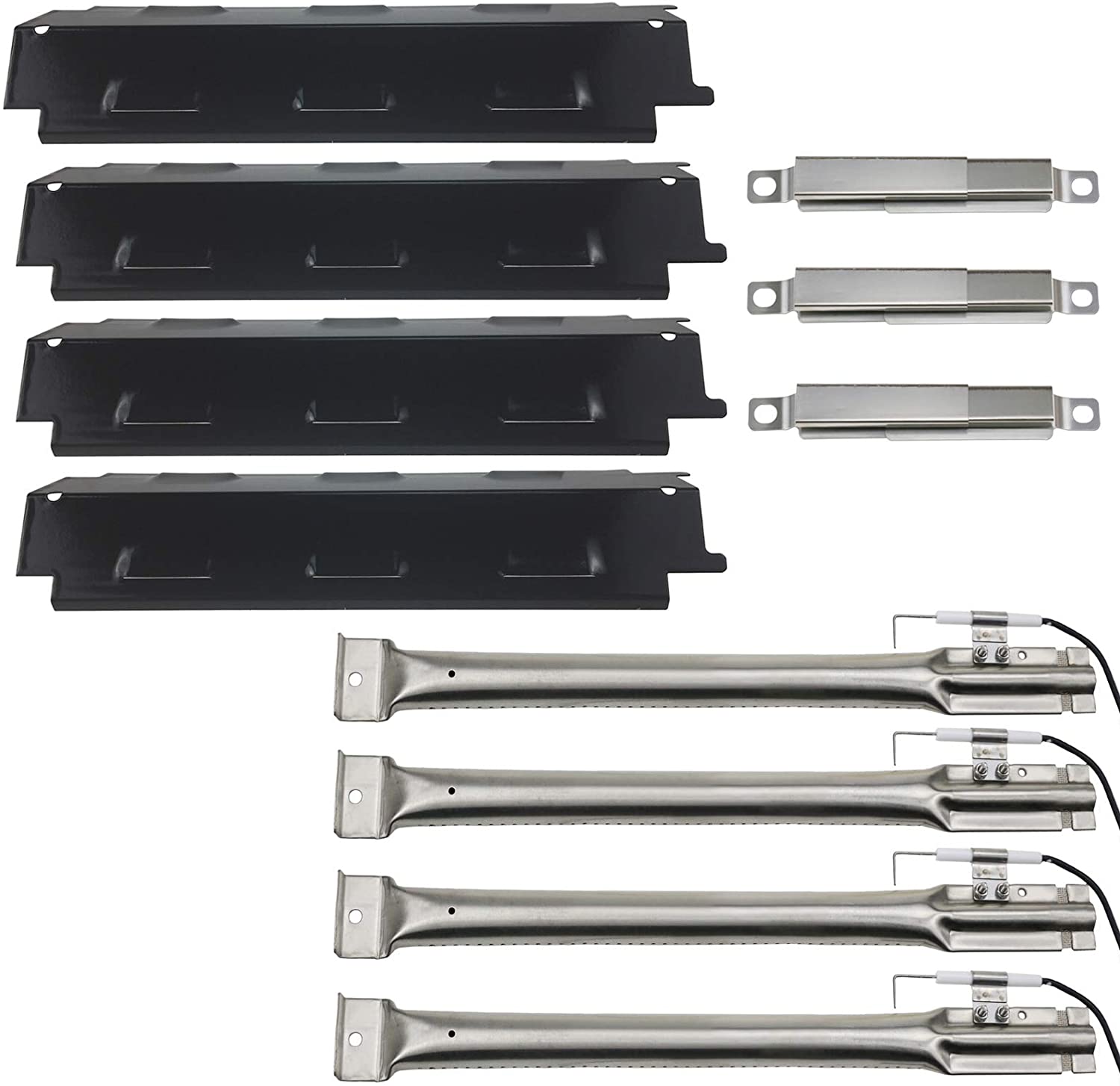 Repair Kit for Kenmore 4 Burner 415.16128010, 415.9011111, 415.90111110 Grills, Burners + Heat Plates + Crossovers + Igniters Set - Intensery