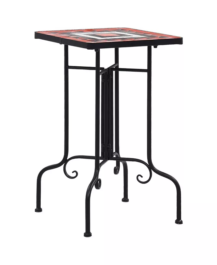 vidaXL Mosaic Side Table Terracotta and White Ceramic - Intensery