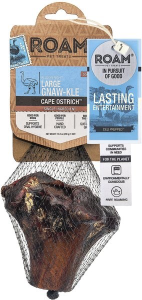 Roam Large Gnawkle Cape Ostrich Dog Treat， 1 count - Intensery