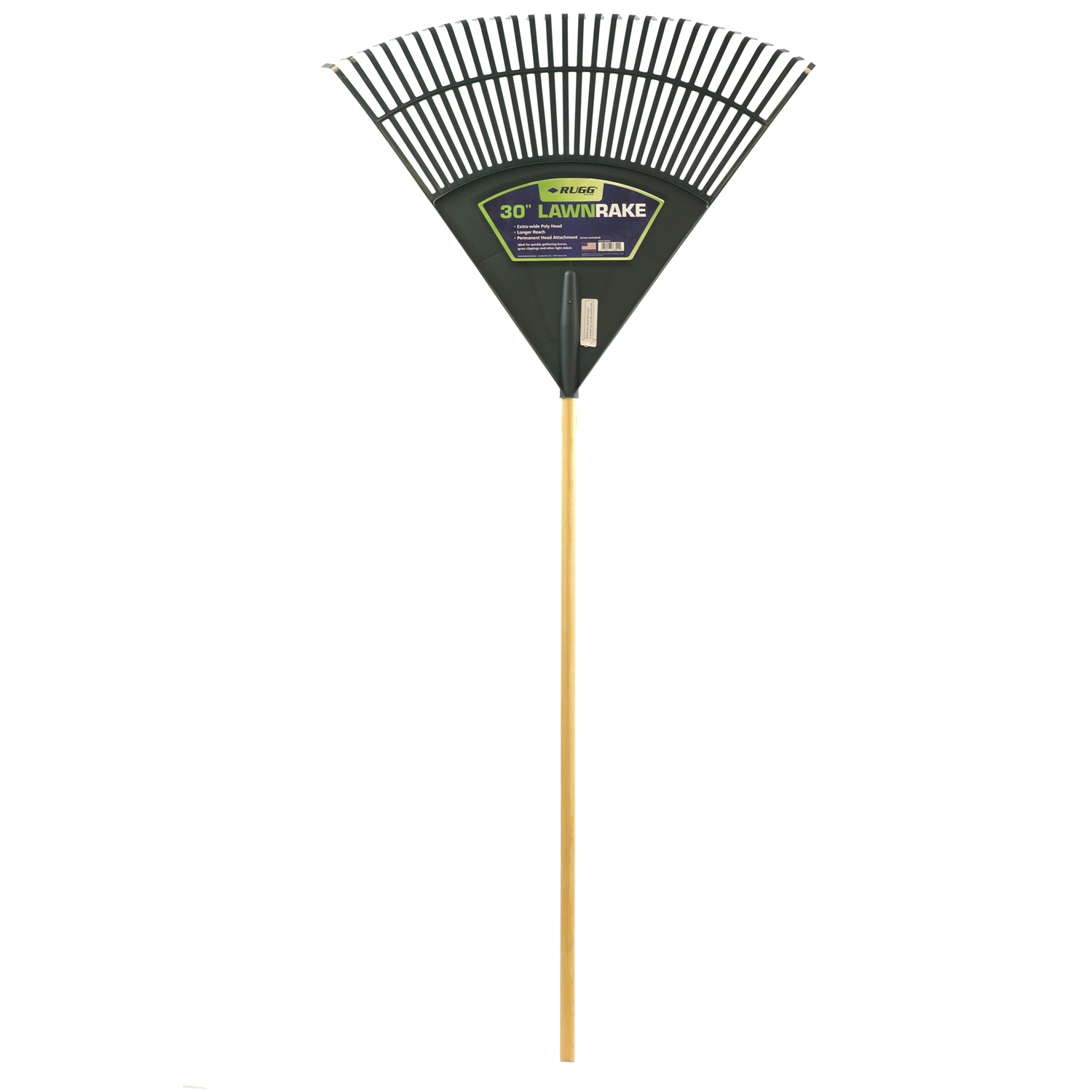 Rugg 65 in. 30 Tine Poly Leaf Rake Wood Handle - Intensery