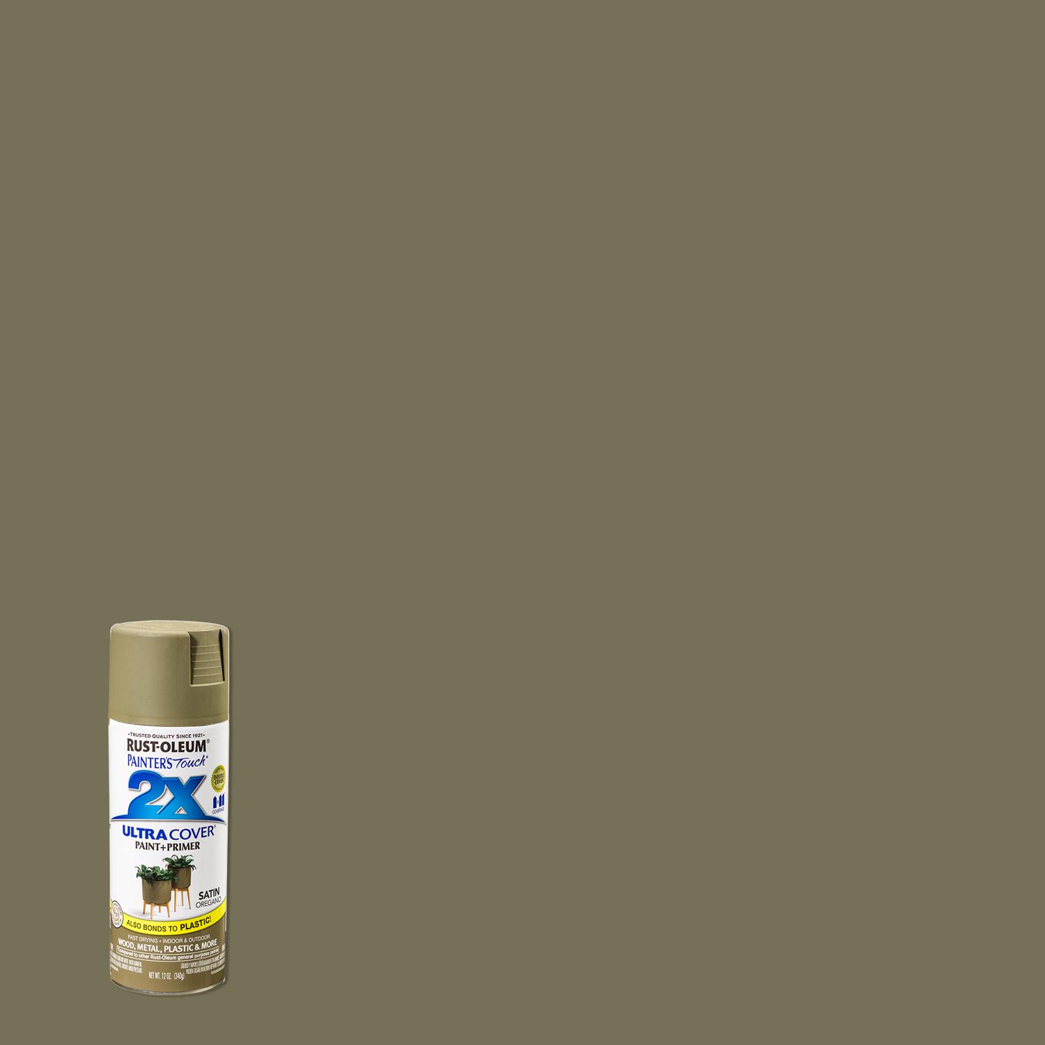 Rust-Oleum Painter\u0027s Touch 2X Ultra Cover Satin Oregano Paint+Primer Spray Paint 12 oz - Intensery