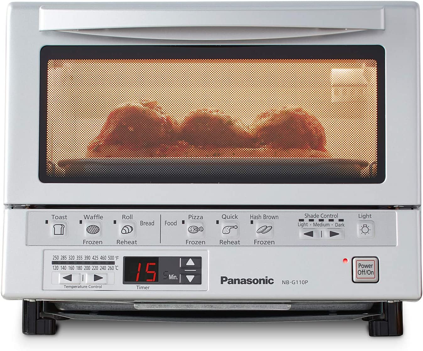 Panasonic NB-G110P FlashXpress Double Infrared Toaster Oven 0.5 Cu. Ft./14L Silver - Intensery