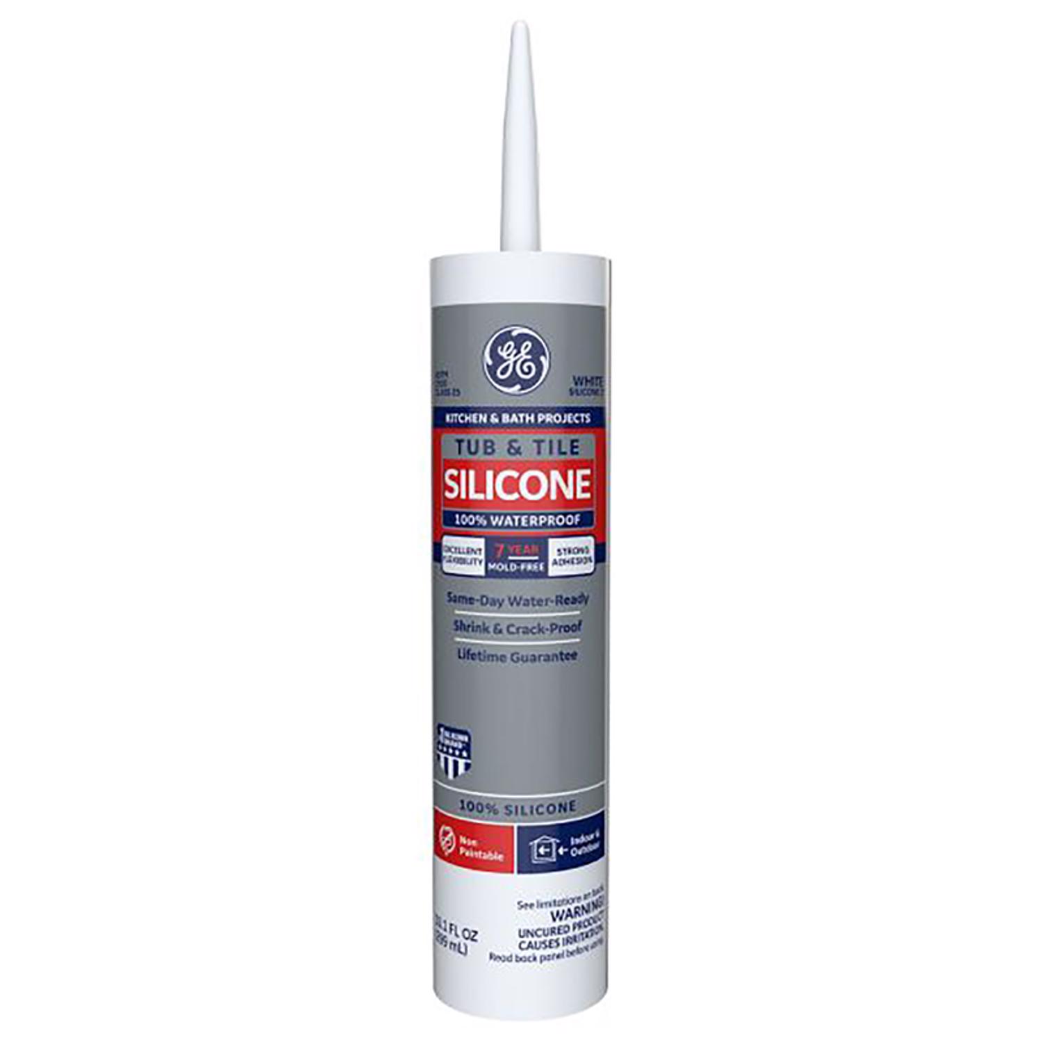 GE Tub \u0026 Tile White Silicone 1 Tub and Tile Caulk Sealant 10.1 oz - Intensery