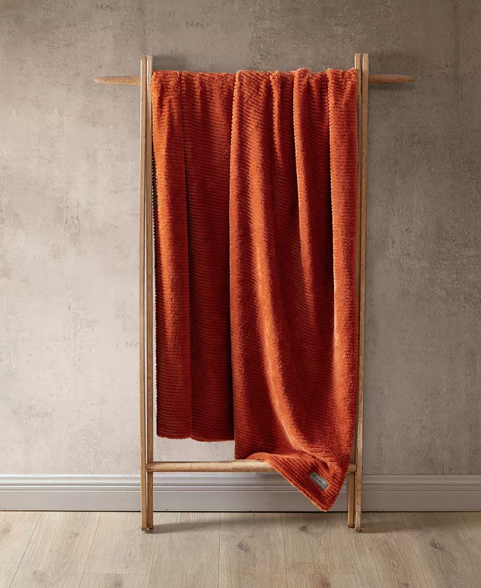 Eddie Bauer Solid Ribbed Super Soft Textured Throw Blanket - Intensery