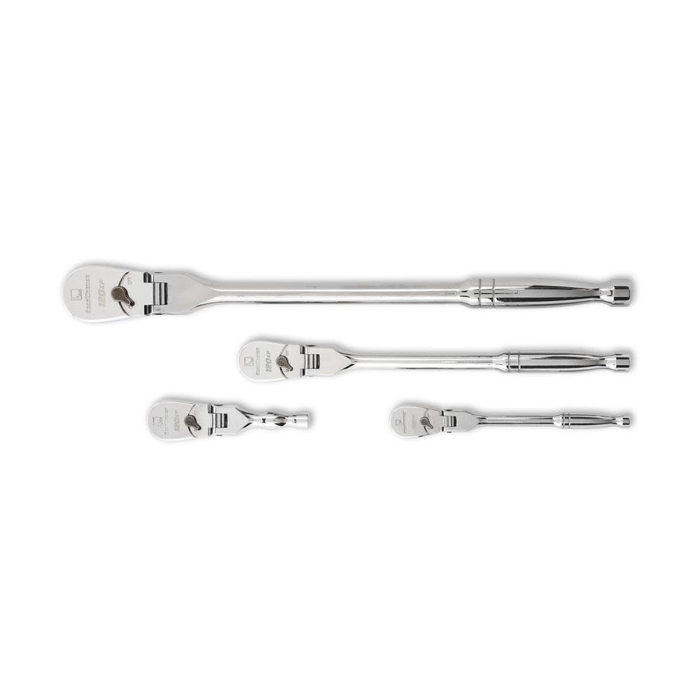 Flex Head Ratchet Set， 4 Pc Teardrop 120XP™ 1/4， 3/8 In. and 1/2 In. Drive - Intensery