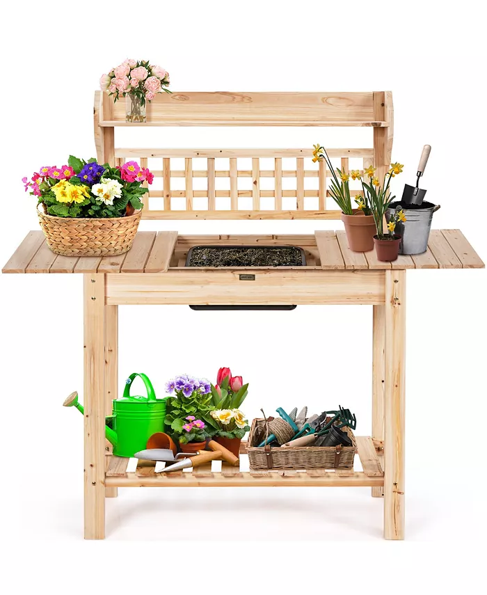 Costway Garden Potting Bench Workstation Table - Intensery