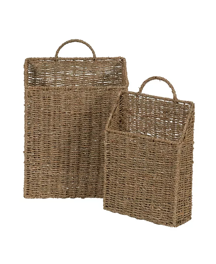 Household Essentials Sea Grass Wall Basket， Set of 2 - Intensery