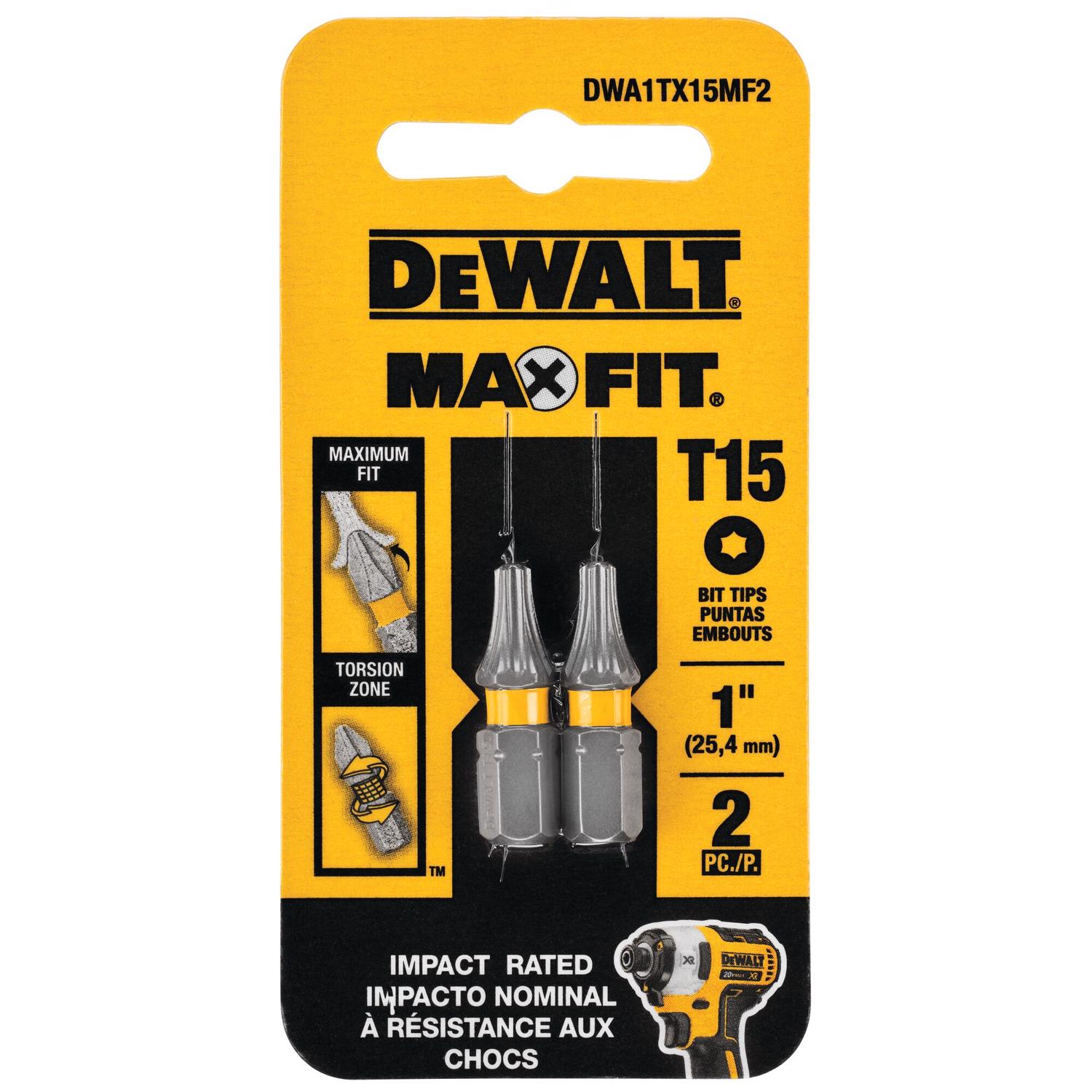 DeWalt Max Fit Torx #15 X 1 in. L Screwdriver Bit Set Steel 2 pk - Intensery
