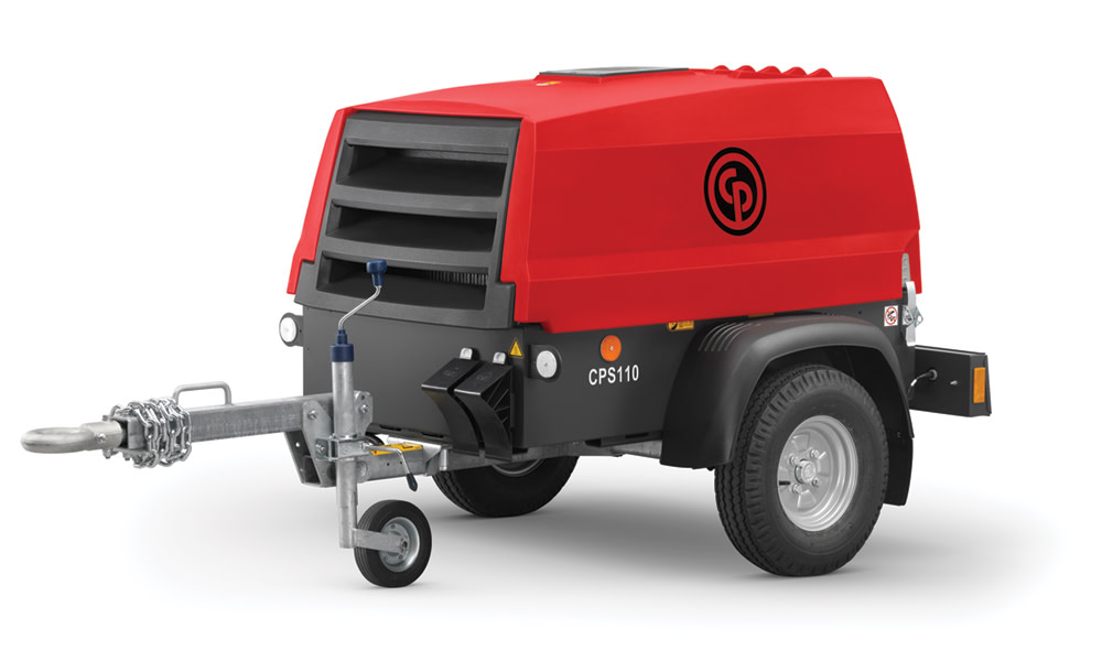 CPS110 110 CFM Portable Tow Behind Air Compressor with Kubota Engine - Intensery