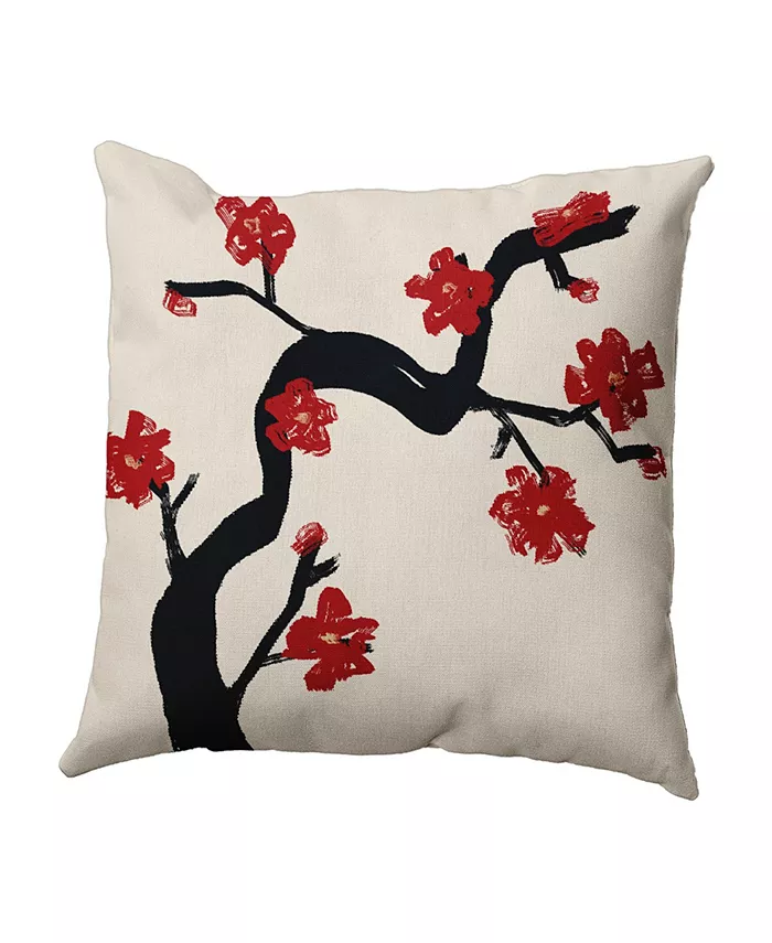 E by Design 16 Inch Red Decorative Floral Throw Pillow - Intensery