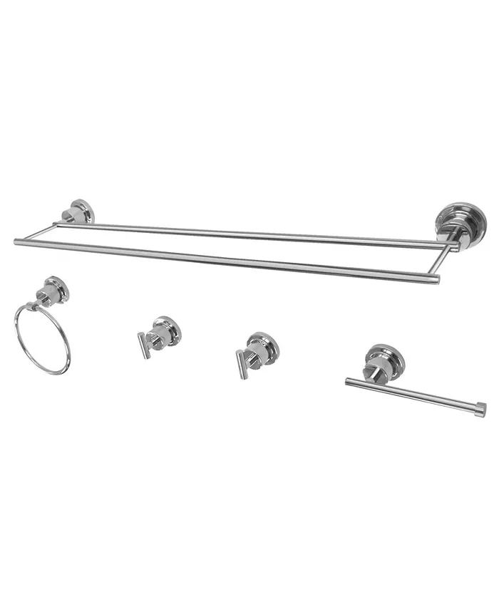 Kingston Brass Concord Dual-Towel Bar 5-Pc. Bathroom Accessory Set in Polished Chrome - Intensery