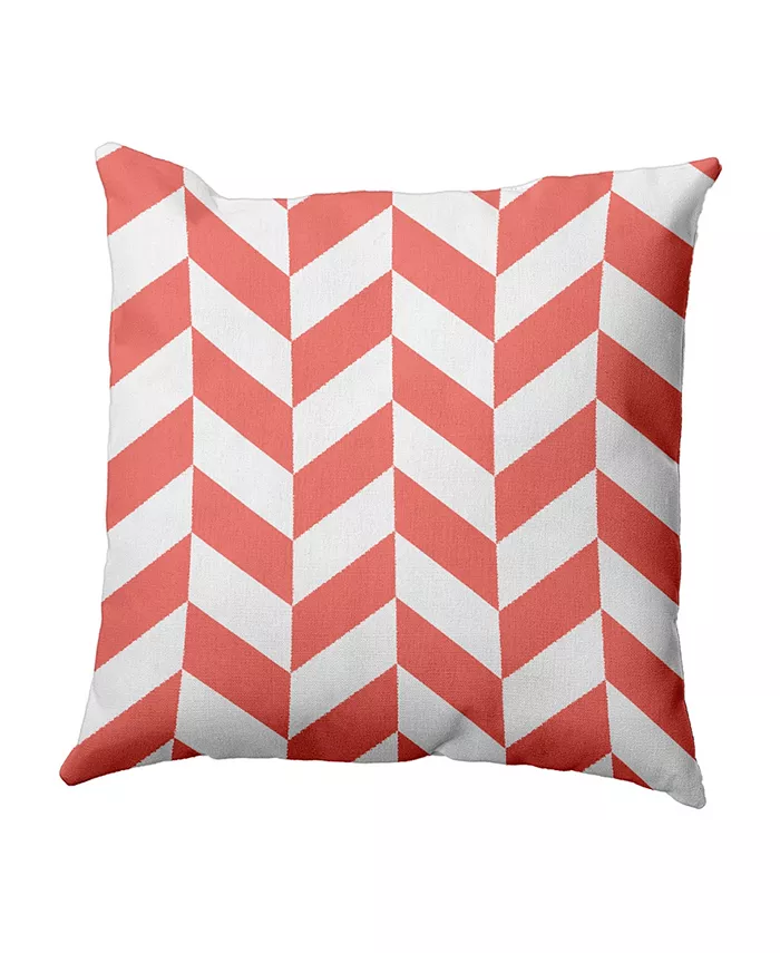 E by Design 16 Inch Coral Decorative Chevron Throw Pillow - Intensery