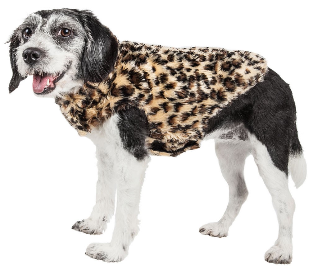 Pet Life Luxe 'Poocheetah' Ravishing Designer Spotted Cheetah Patterned Mink Fur Dog Coat Jacket in Brown / Black (X-small) - Pet Life 42CHXS - Intensery