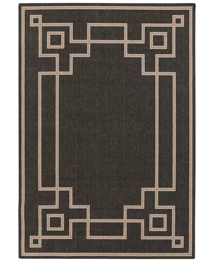 Surya Alfresco ALF-9630 Black 6' x 9' Area Rug， Indoor Outdoor - Intensery