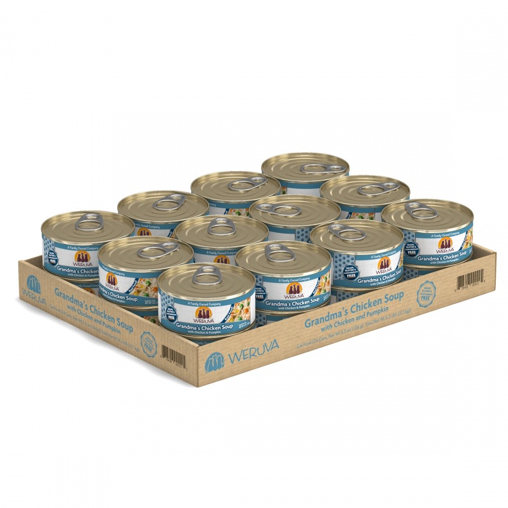 Weruva Grain Free Grandma's Chicken Soup With Chicken and Pumpkin Canned Cat Food - 3 oz， case of 24 - Intensery