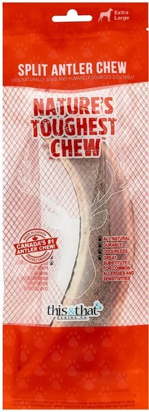 this and that Canine Company North Country Natural Shed Premium Split Elk Antler Chew Dog Treat， X-Large - Intensery
