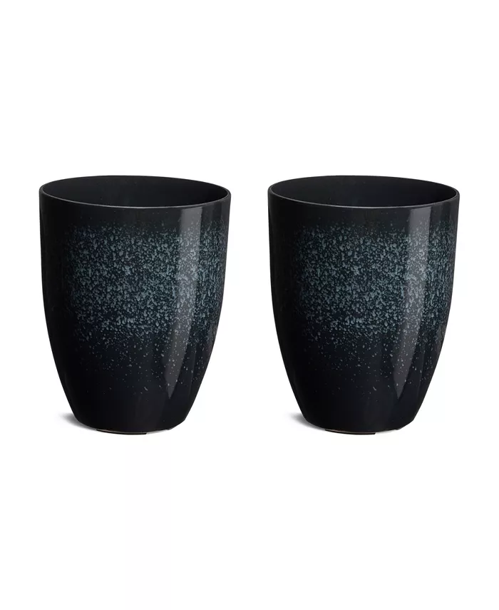 Glitzhome Environmental Oversized Faux Ceramic Tall Bowl Pot Planter， Set of 3 - Intensery