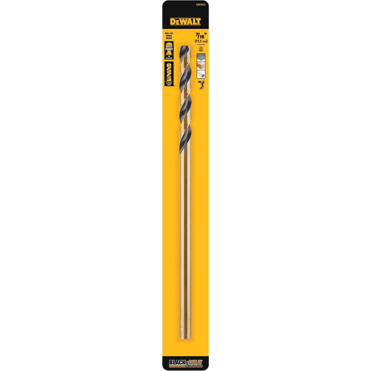 DeWalt Black \u0026 Gold 7/16 in. X 12 in. L High Speed Steel Split Point Twist Drill Bit 1 pc - Intensery