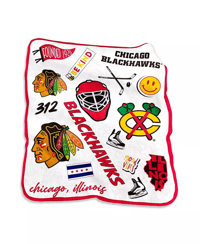 Logo Brands Chicago Blackhawks 50'' x 60'' Native Raschel Plush Throw Blanket - Intensery