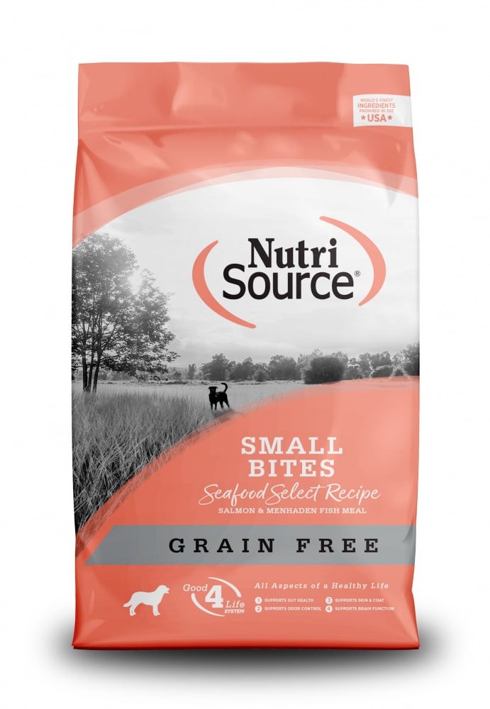 NutriSource Grain Free Small Bites Seafood Select Dry Dog Food - 15 lb Bag - Intensery