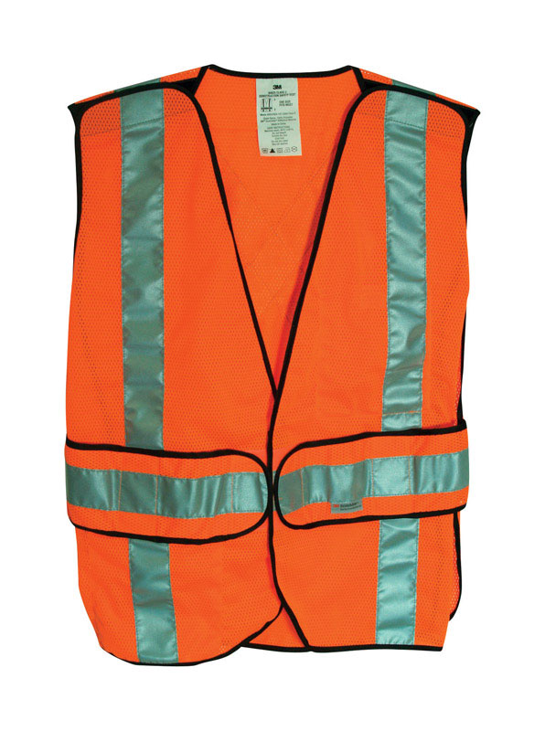 3M Scotchlite Reflective Safety Vest with Reflective Stripe Orange One Size Fits Most - Intensery