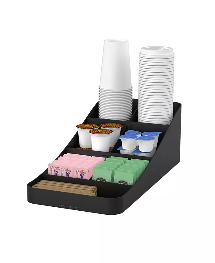 Mind Reader 7 Compartment Tea Coffee Condiment Organizer Metal Mesh - Intensery
