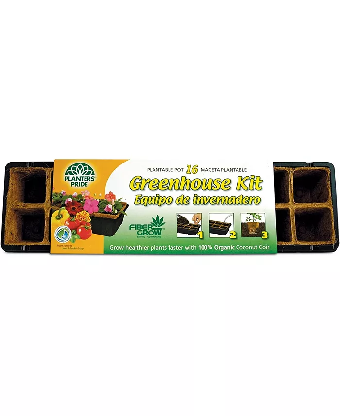 Planters' Pride Planters Pride Fiber Grow Coconut Greenhouse Starter Kit， 16 Plantable Pots - Intensery