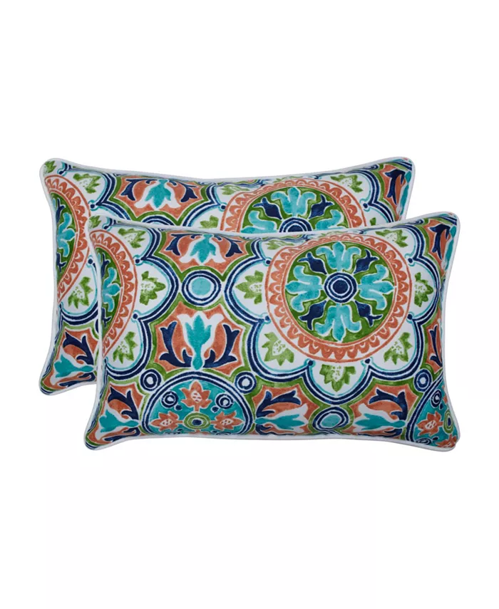 Pillow Perfect Lagoa Tile Flamingo Rectangular Throw Pillow， Set of 2 - Intensery