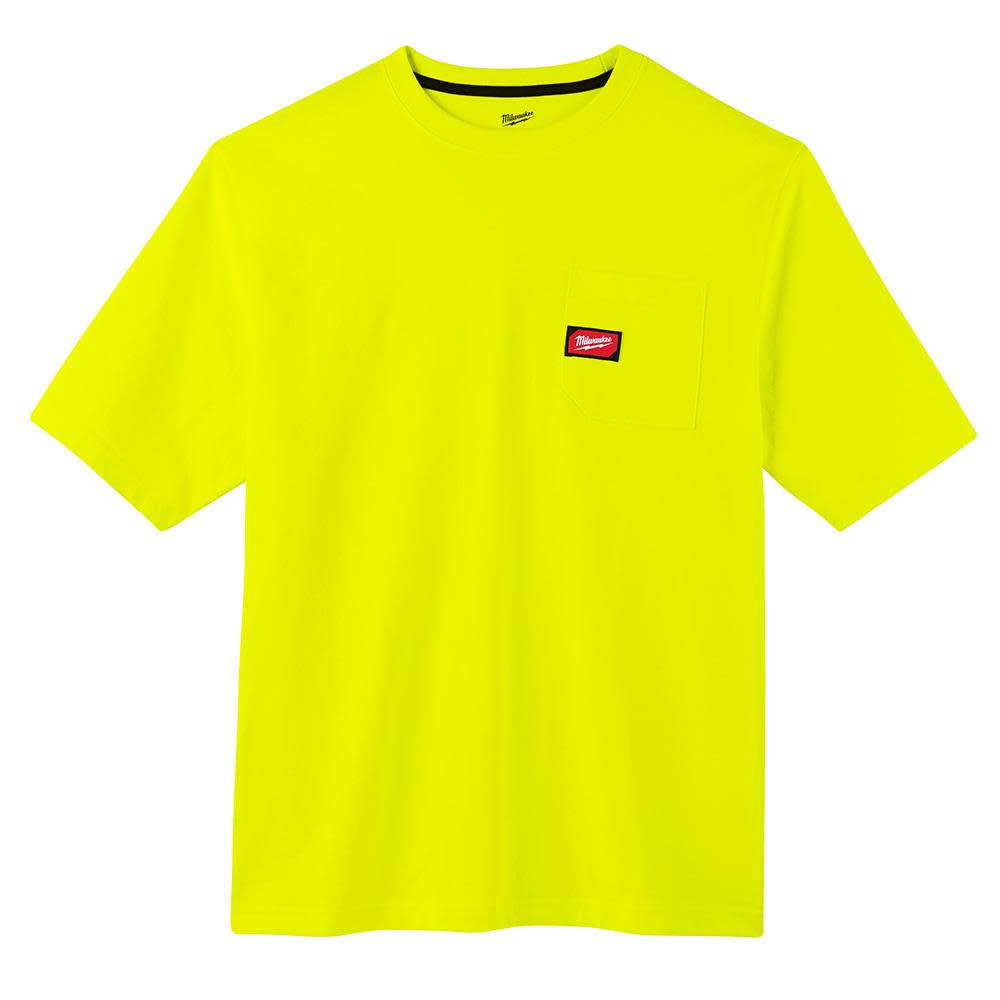 Heavy Duty Hi Vis Yellow Pocket Short Sleeve T-ShirtSmall - Intensery