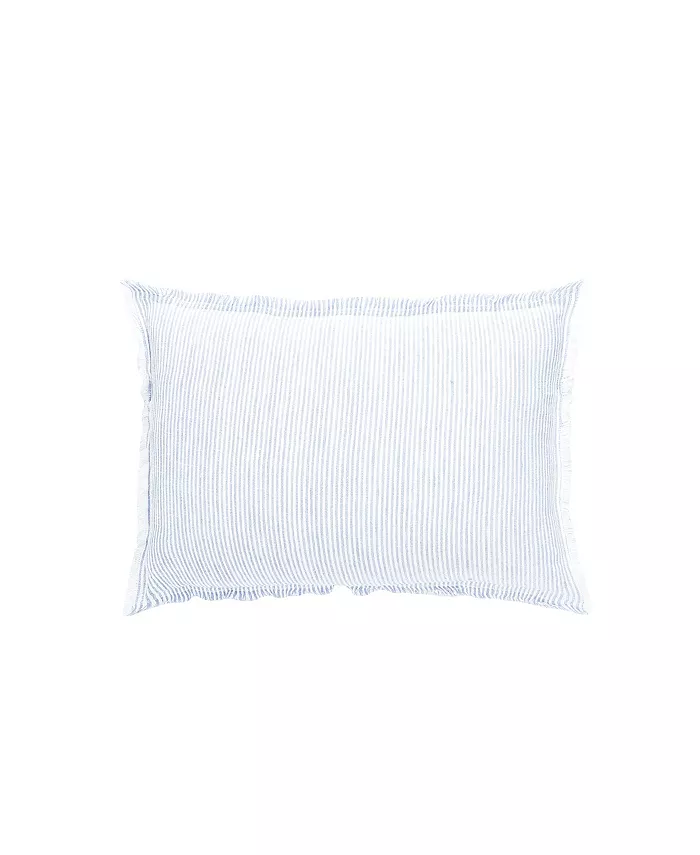 Anaya Home Sky Blue White Striped Linen Down Lumbar Pillow - Intensery