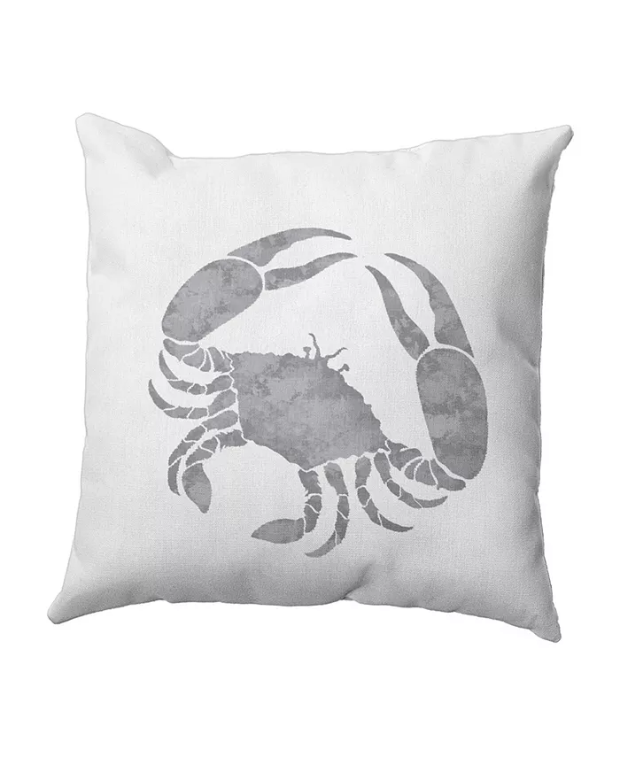 E by Design Crab 16 Inch Gray Decorative Coastal Throw Pillow - Intensery