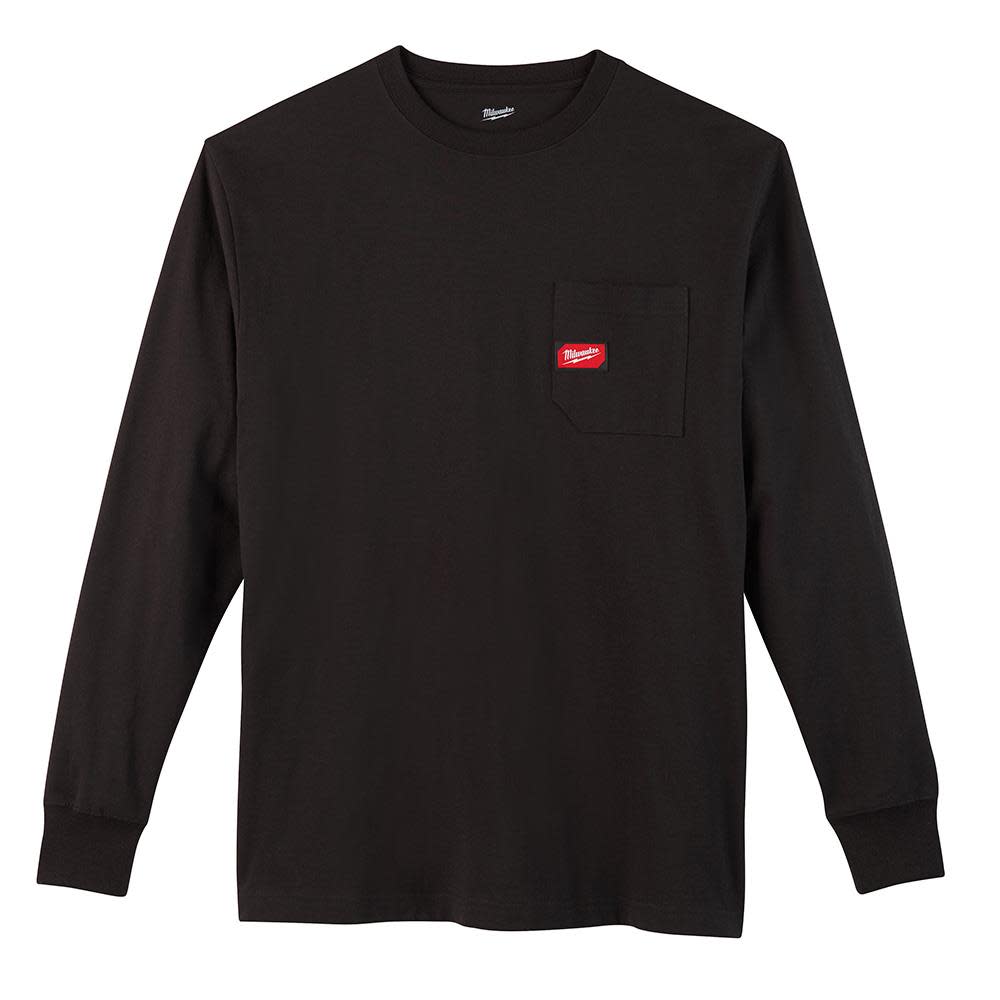 Heavy Duty Black Pocket Long Sleeve T-Shirt3X - Intensery