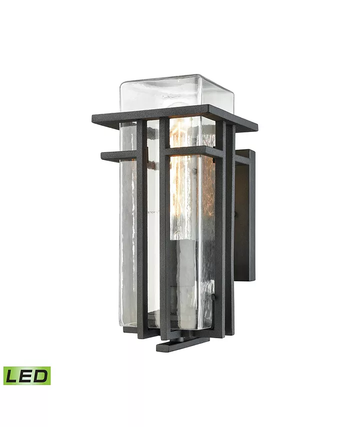 Macy's Croftwell 1 Light Outdoor Wall Sconce in Textured Matte Black with Clear Glass - Intensery