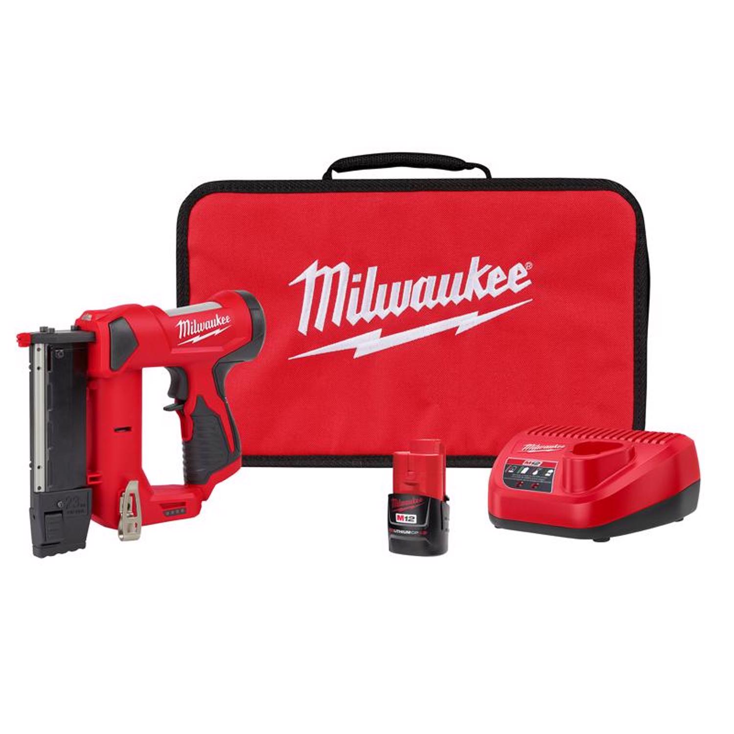 Milwaukee M12 23 Ga. Cordless Pin Nailer Kit (Battery \u0026 Charger) 12 V - Intensery