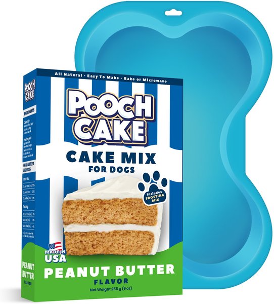 Pooch Cake Basic Starter Peanut Butter Mix and Cake Mold Kit Dog Treat， 9-oz box - Intensery