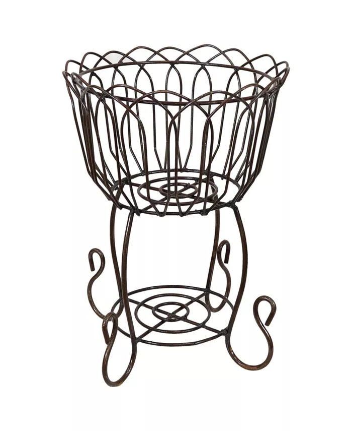 Sunnydaze Decor Rustic Steel Standing Planter Basket with Scroll Design - 18.5 in - Intensery