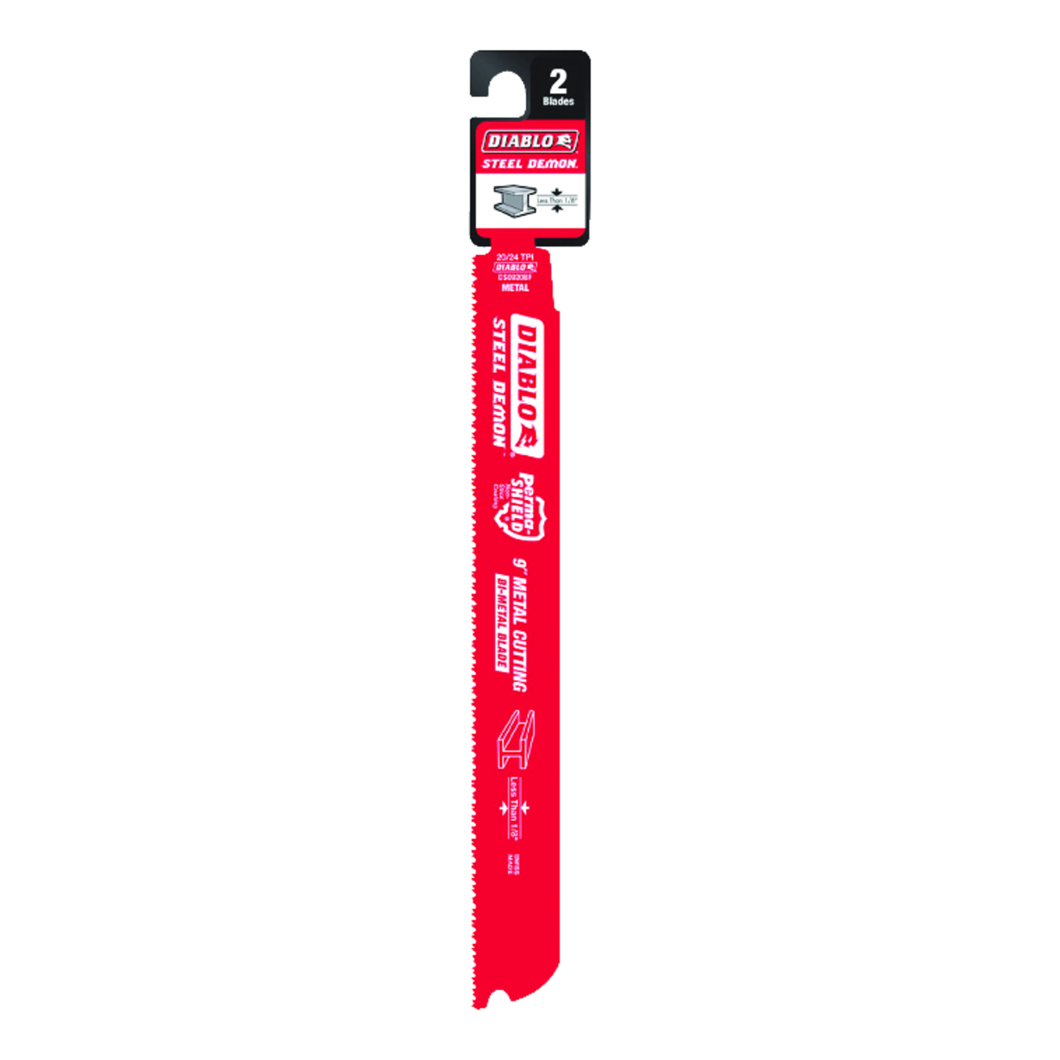Diablo Steel Demon 9 in. Bi-Metal Dual Tooth Reciprocating Saw Blade 20/24 TPI 2 pk - Intensery