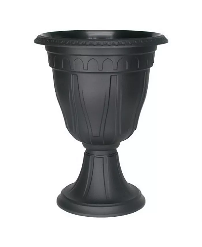 DCN Plastic Tall Azura Urn Planter Black 20 inch height - Intensery