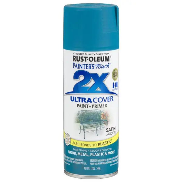 Rust-Oleum 12 oz Painter's Touch Ultra Cover 2X Satin Lagoon Spray Paint - Intensery