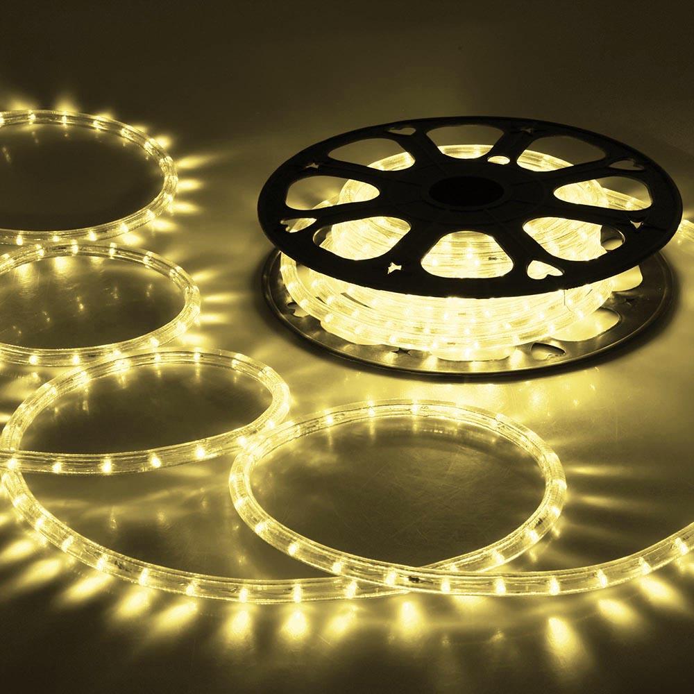 50ft Waterproof LED Rope Light with Power Cord ConnectorWarm White - Intensery