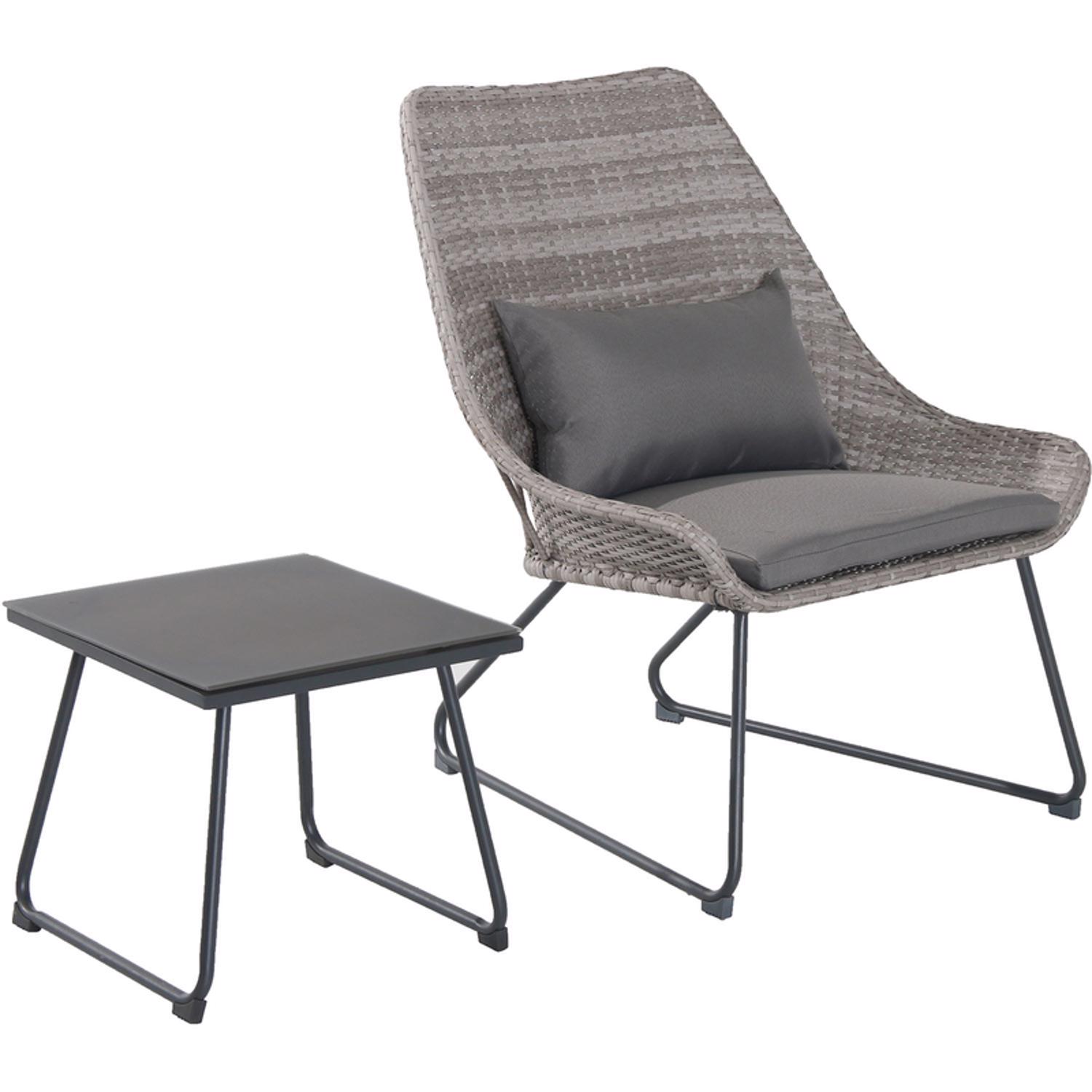 Hanover Modern Scoop 3 pc Gray Steel Modern Chat Set Gray - Intensery