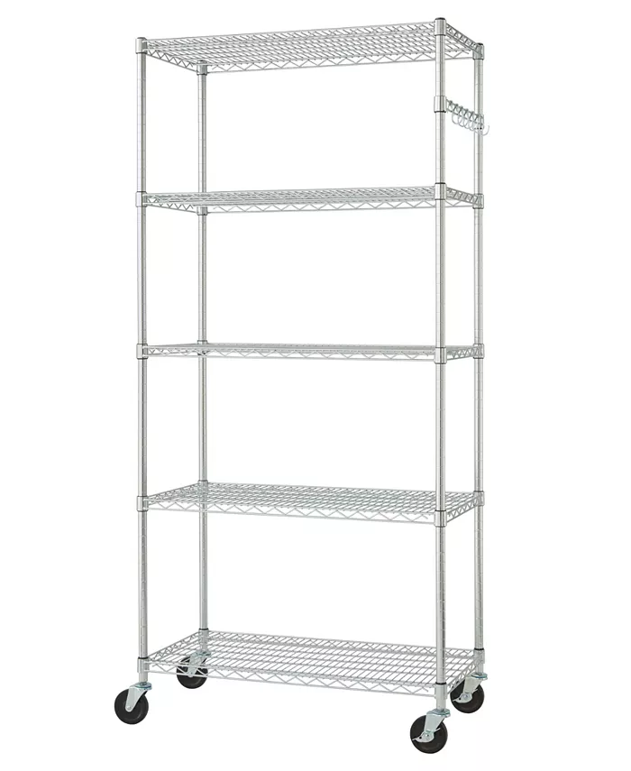 TRINITY Ecostorage 5-Tier Wire Shelving Rack with NSF Includes Wheels - Intensery