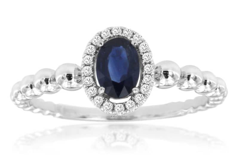 Royal Jewelry 14K White Gold Diamond and Sapphire Ring - Intensery