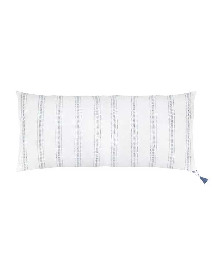 Anaya Home White With Blue Stripes Linen Down Alternative Long Pillow - Intensery