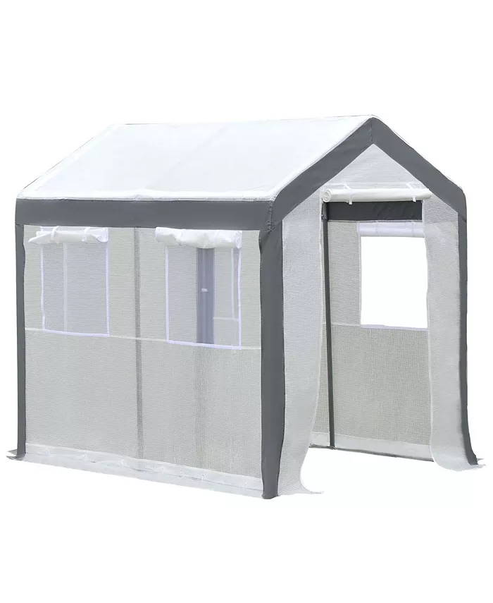 Outsunny 8' x 6' x 7.4' Walk-In Greenhouse Tunnel Plant Garden Steel Frame - Intensery