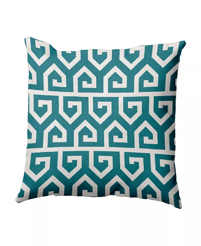 E by Design 16 Inch Teal Decorative Geometric Throw Pillow - Intensery