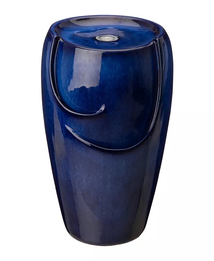 Glitzhome Cobalt Outdoor Fountain with Pump and LED Light - Intensery