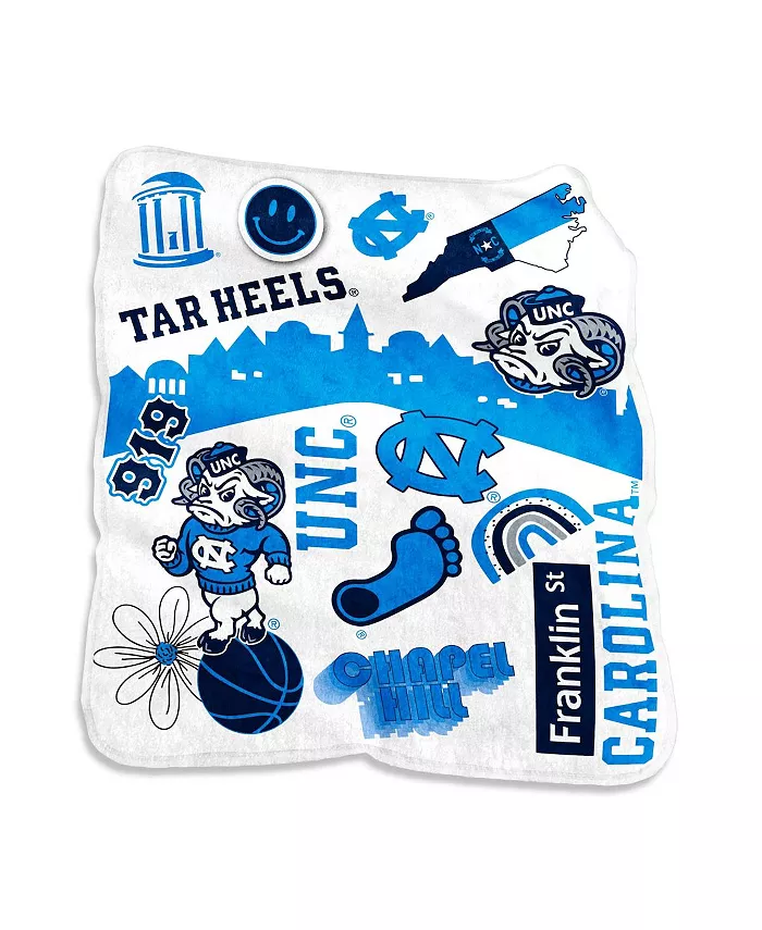Logo Brands North Carolina Tar Heels 50'' x 60'' Native Raschel Plush Throw Blanket - Intensery