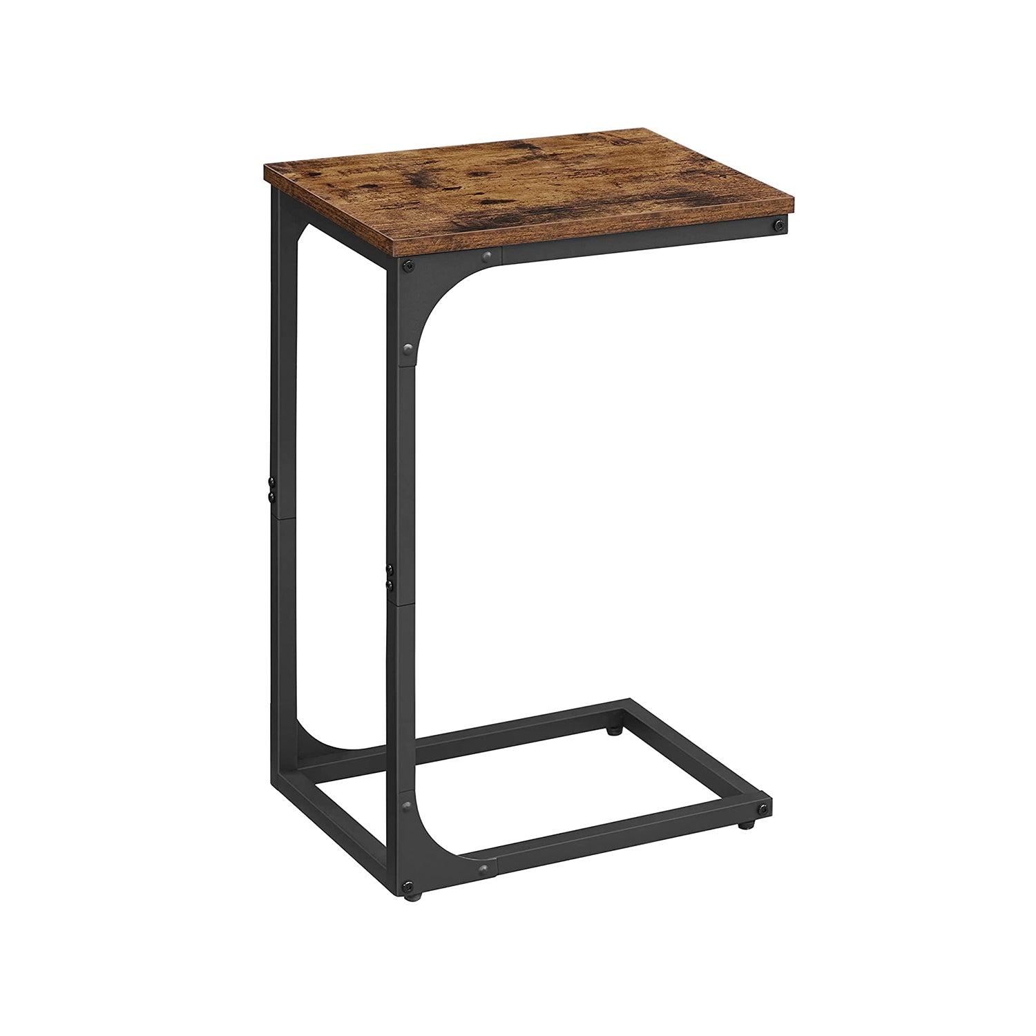 VASAGLE Brown C-Shaped Side Table with Metal Frame - Intensery
